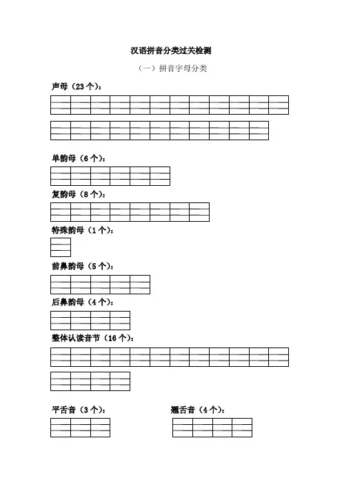 汉语拼音默写表及拼读专练