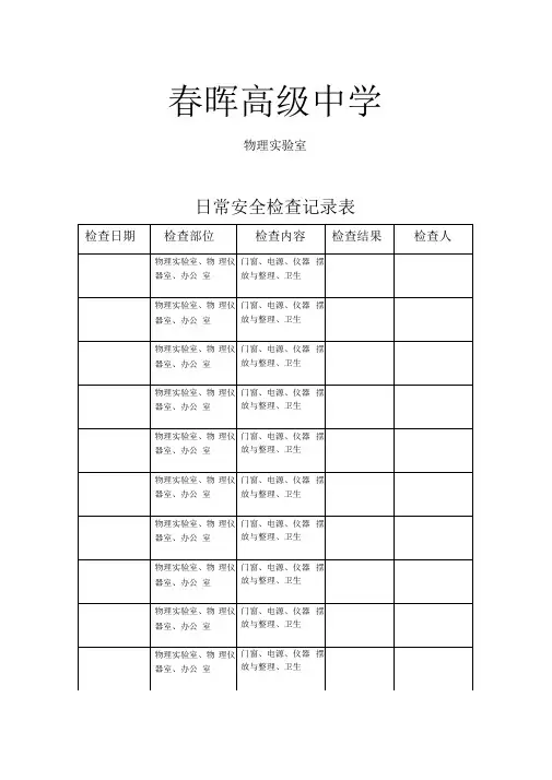 实验室日常检查记录表