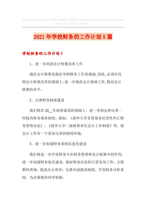 2021年学校财务的工作计划5篇