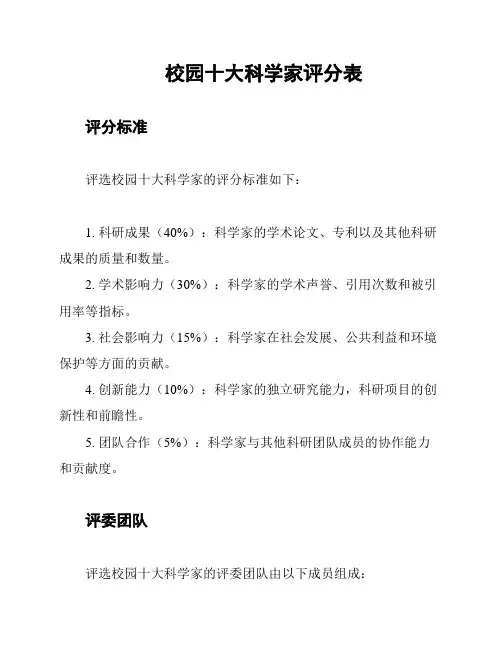 校园十大科学家评分表
