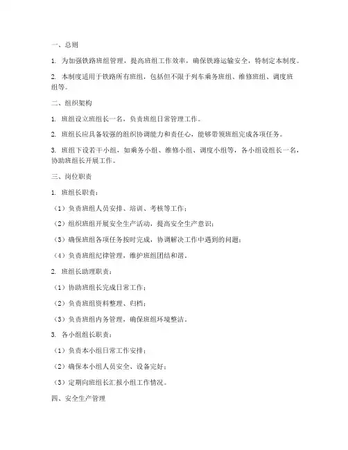 铁路班组管理制度模板