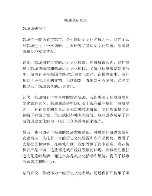 韩城调研报告