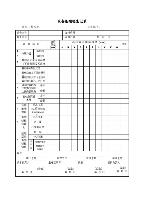 设备基础检查记录