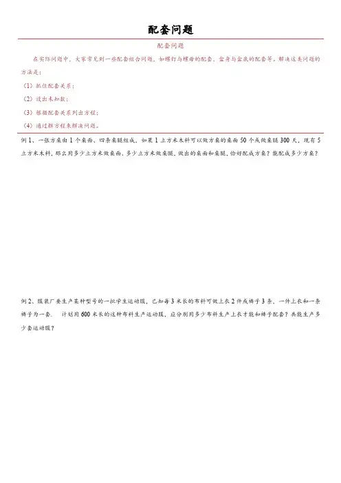 (完整版)配套问题专题