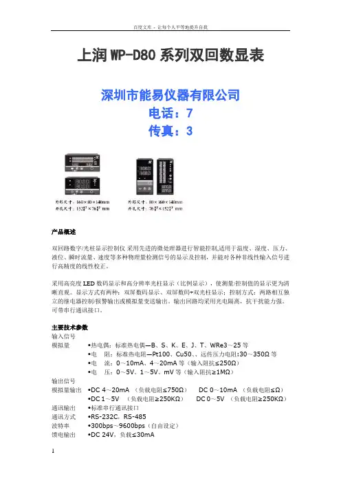 双回路数显表WPD80系列选型