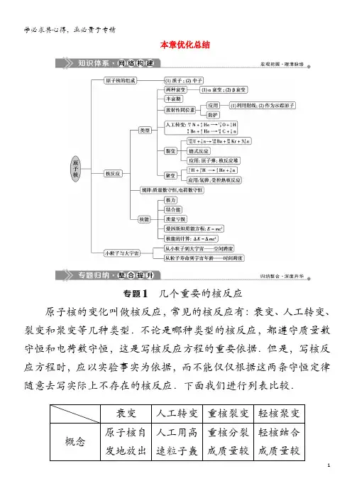 2019-2020学年高中物理 第四章 原子核 本章优化总结学案 粤教版3-5