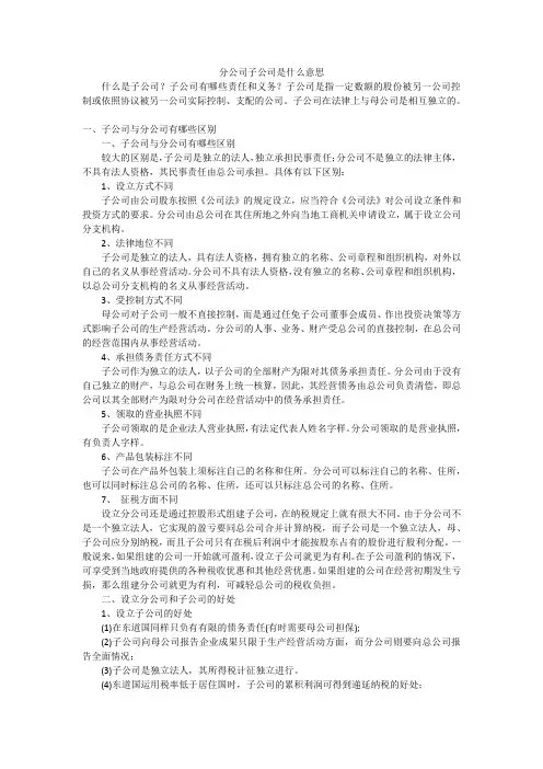 分公司子公司是什么意思