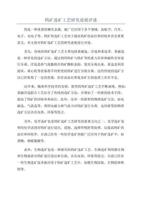 钨矿选矿工艺研究进展评述