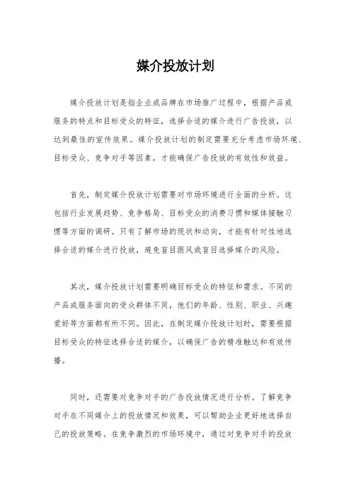 媒介投放计划