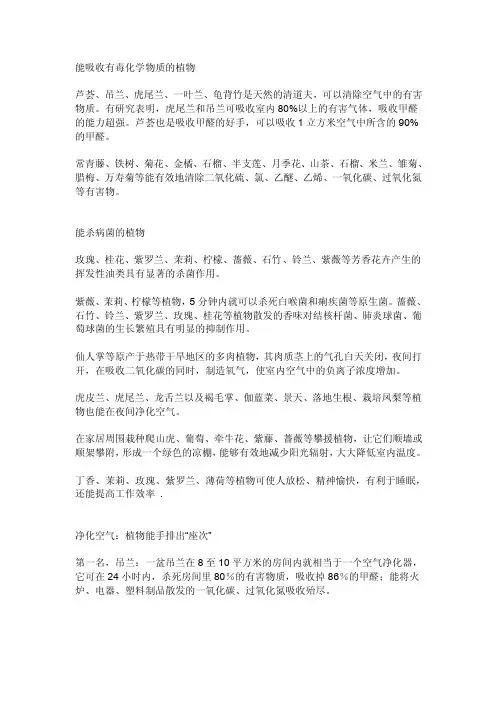 能吸收有毒化学物质的植物