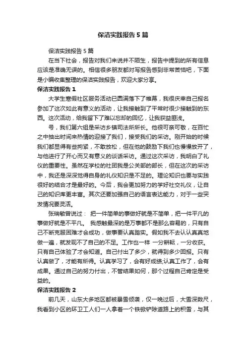 保洁实践报告5篇