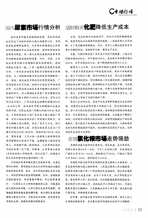 国内尿素市场行情分析
