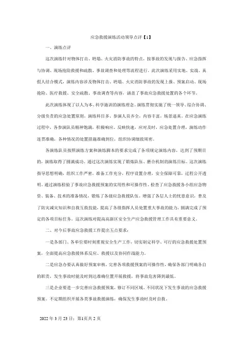 应急救援演练活动领导点评