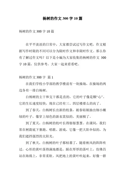 杨树的作文300字10篇