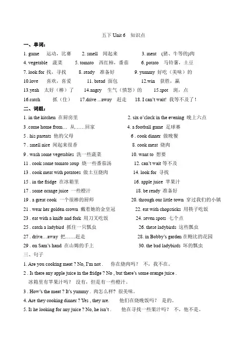 6BUnit5知识点详细总结