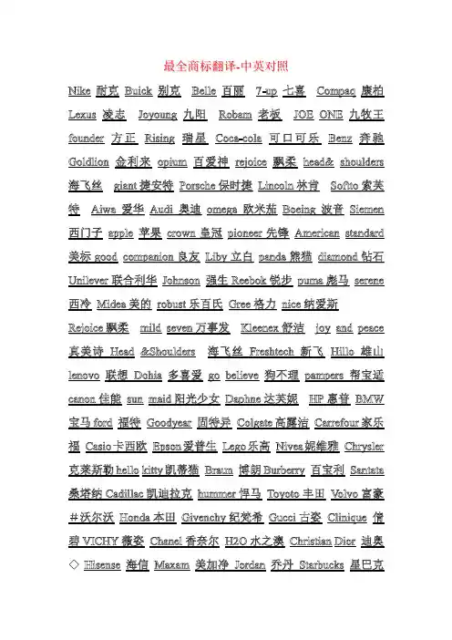 最全商标翻译