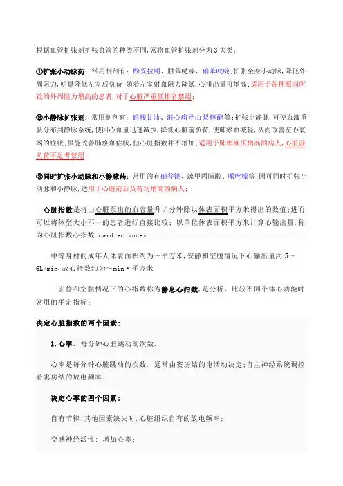 血管扩张剂分类