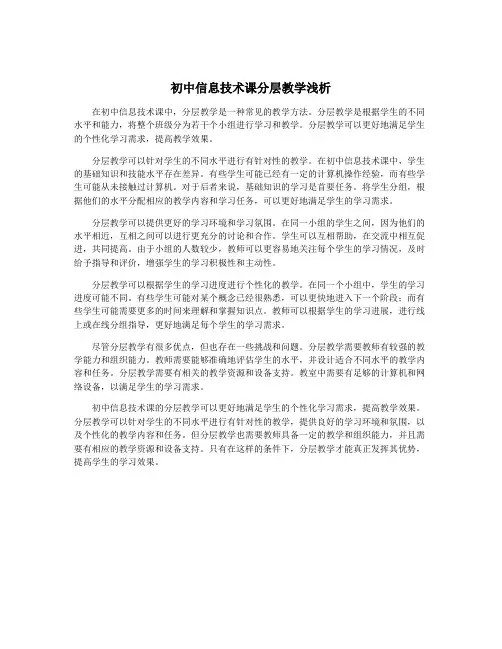 初中信息技术课分层教学浅析