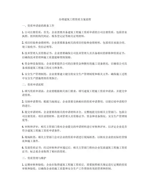 办理建筑工程资质方案流程