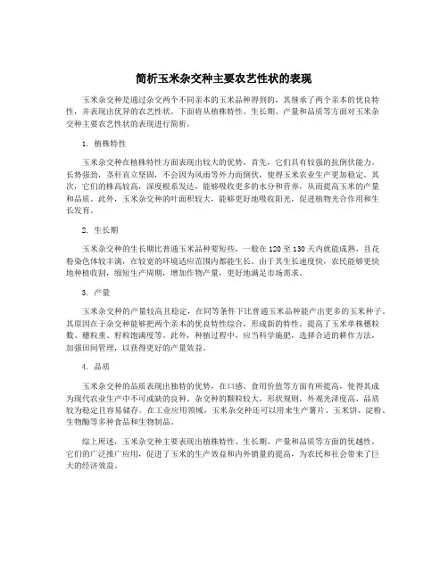 简析玉米杂交种主要农艺性状的表现