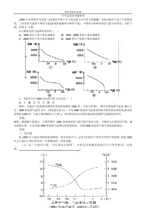 大气运动高考题集萃