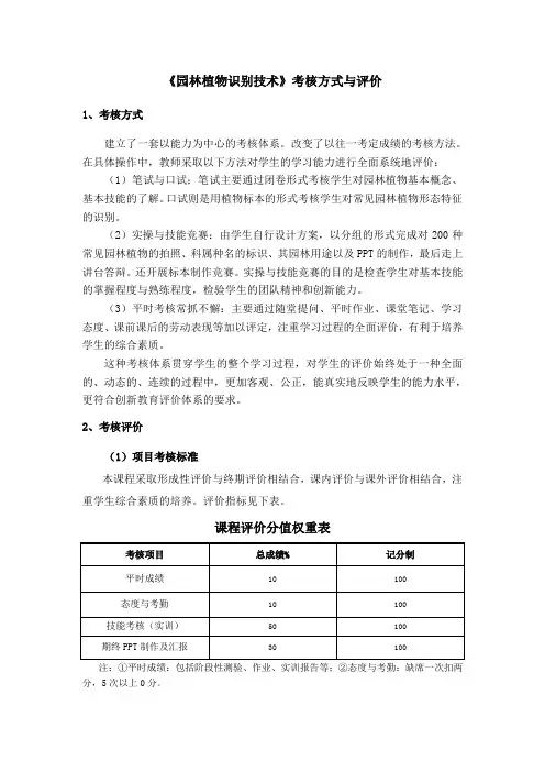 《园林植物识别技术》考核方式与评价