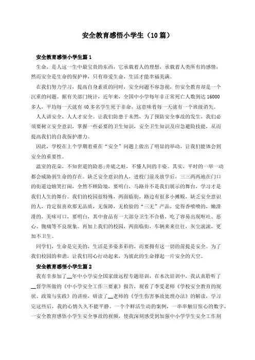安全教育感悟小学生 (10篇)