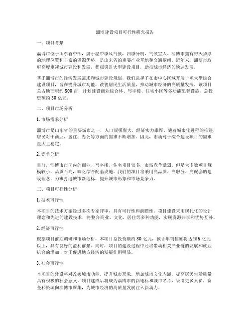 淄博建设项目可行性研究报告