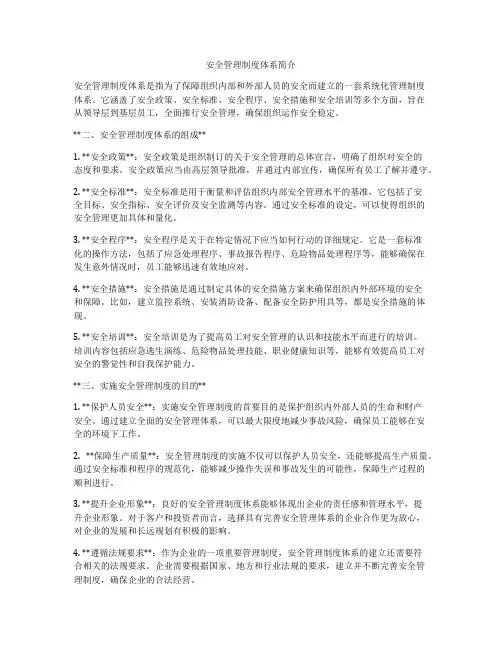 安全管理制度体系简介