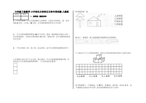 六年级下册数学-小升初长方体和正方体专项试题-s12-人教版