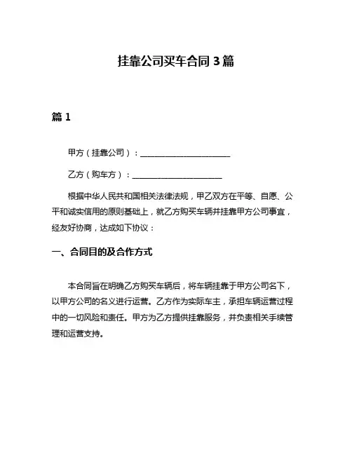 挂靠公司买车合同3篇