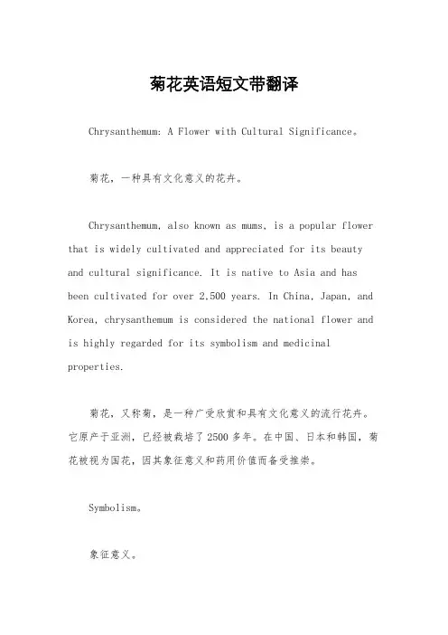 菊花英语短文带翻译