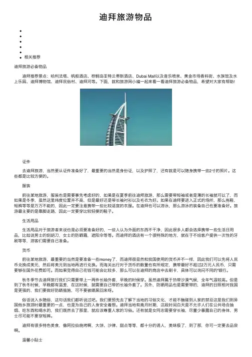 迪拜旅游物品