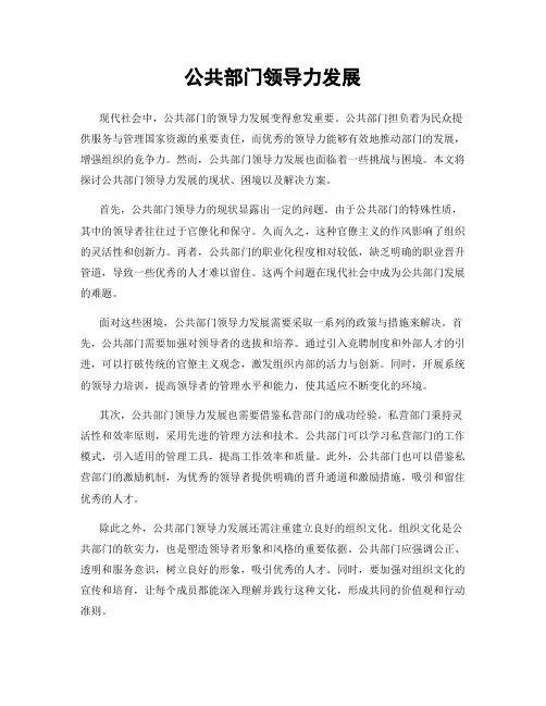 公共部门领导力发展