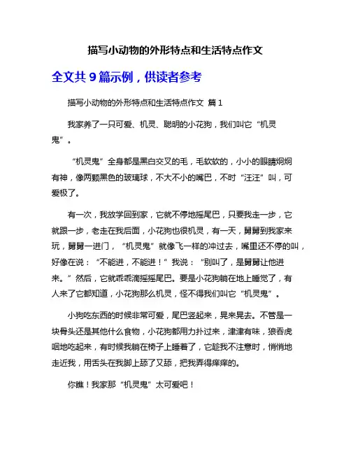 描写小动物的外形特点和生活特点作文