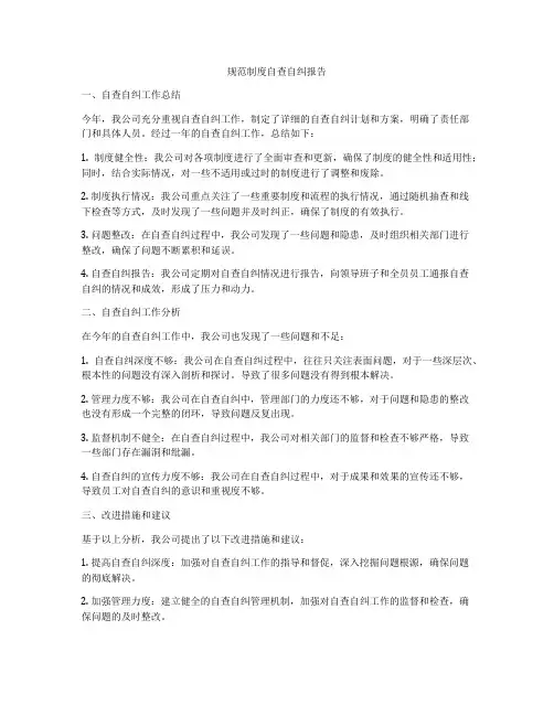 规范制度自查自纠报告