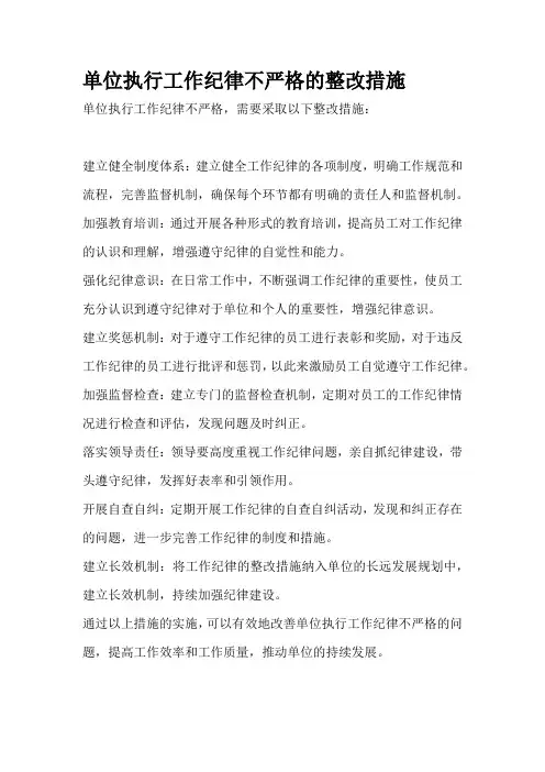 单位执行工作纪律不严格的整改措施