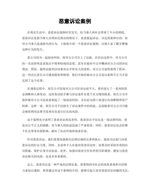恶意诉讼案例