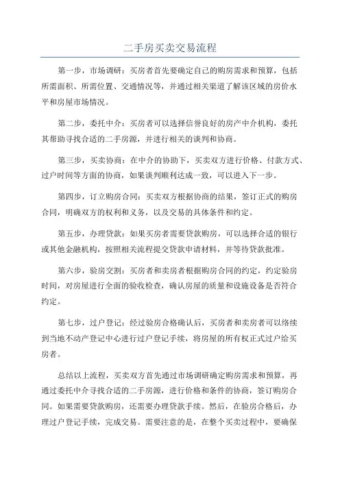二手房买卖交易流程