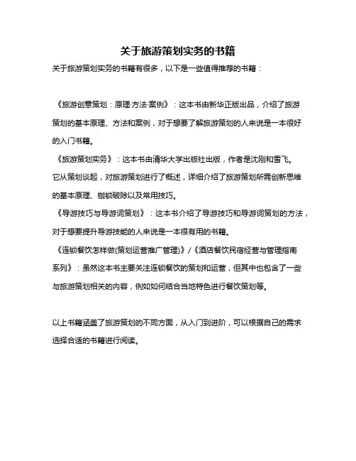 关于旅游策划实务的书籍