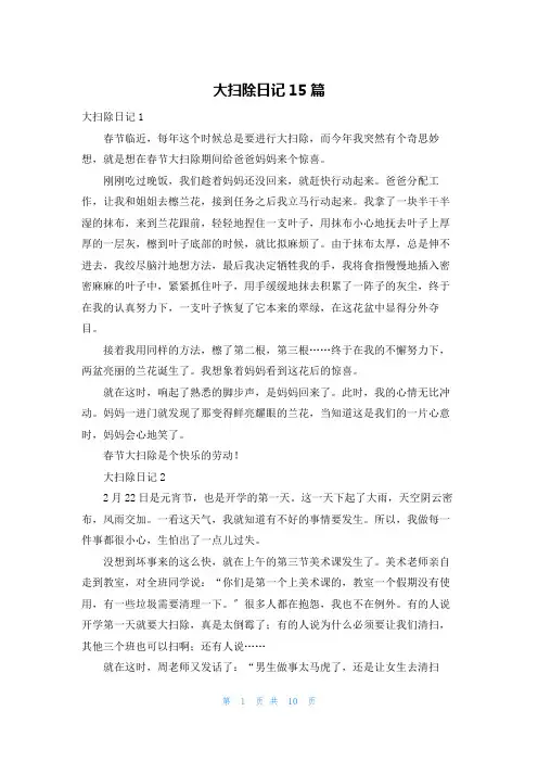 大扫除日记15篇