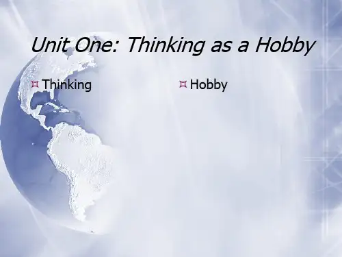 lesson1-thinking as a hobby讲解学习