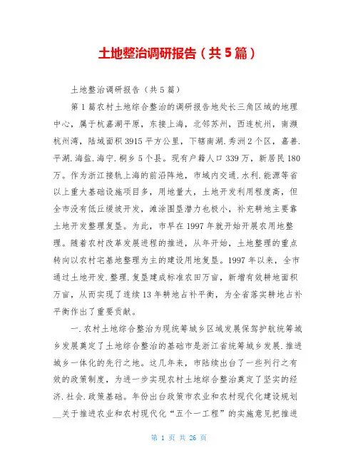 土地整治调研报告(共5篇)