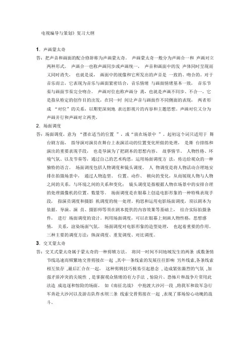 电视编导与策划复习大纲(已整完)