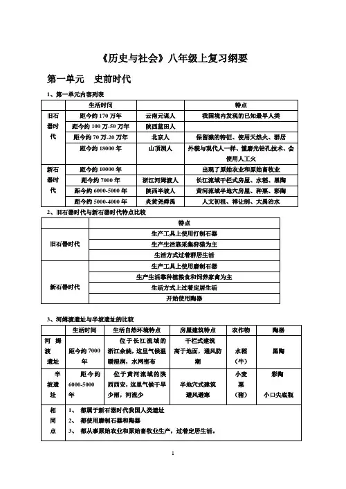 人教版八年级上历史与社会复习提纲