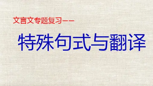 2023届高考专题复习：文言文特殊句式与翻译++课件