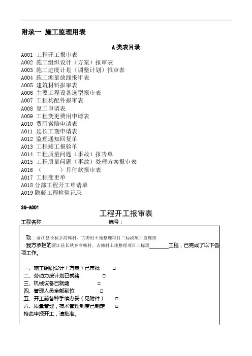土地整理工程资料全套表格(2)