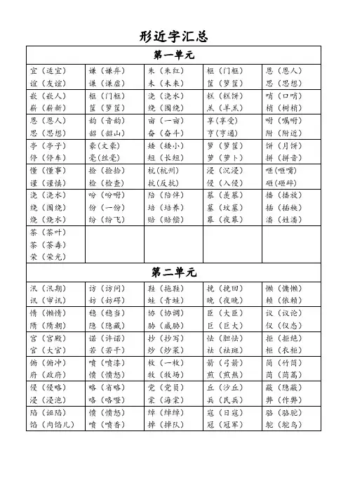 部编版语文五年级上册形近字汇总