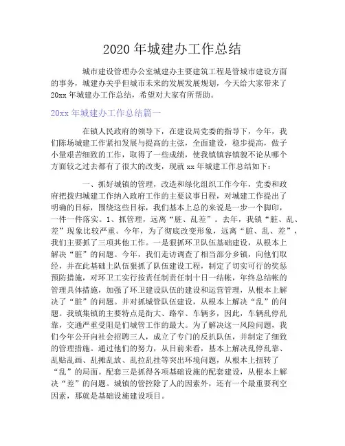 2020年城建办工作总结