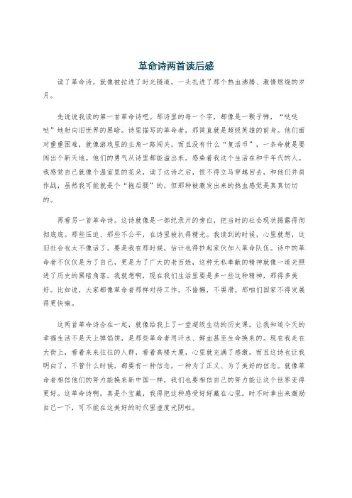 革命诗两首读后感